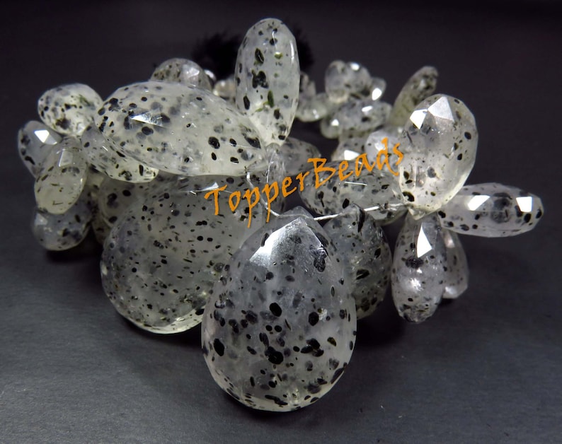 Natural Dot Rutile Quartz Faceted Pear Shape briolette beads Jewelry making BH#975 8-29 mm Rare Huge Size* Black Dot Rutile Quartz Beads