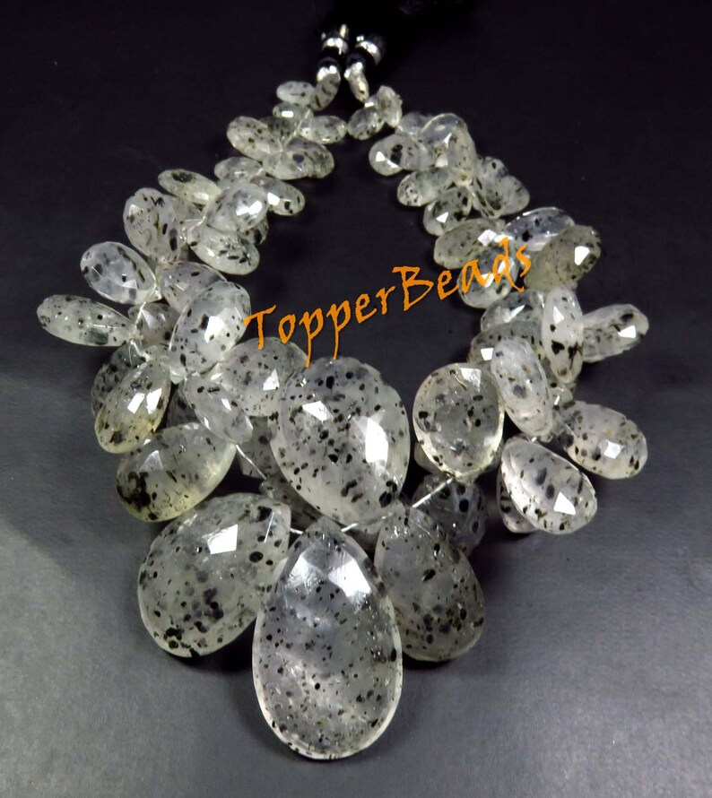 Natural Dot Rutile Quartz Faceted Pear Shape briolette beads Jewelry making BH#975 8-29 mm Rare Huge Size* Black Dot Rutile Quartz Beads
