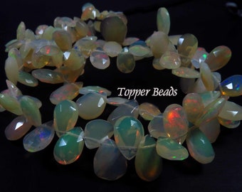 Flashy Welo Fire Ethiopian Opal Beads, 7-14.5mm, Rainbow Opal Pear Faceted Beads, 16"Strand, Natural Opal Gemstone Beads For Jewelry Making,