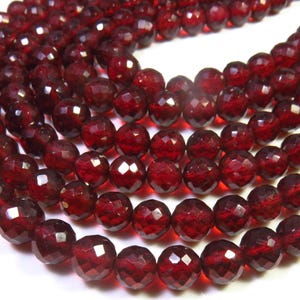 Perline di granato del Mozambico africano di alta qualità da 5-7 mm, perline sfaccettate di granato rosso naturale, filo da 4", sfere di granato, gemme, perline briolette.