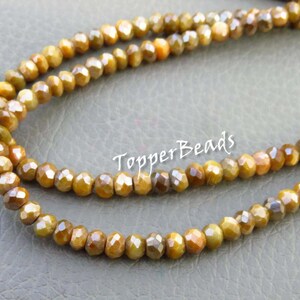 Coated Mystic Moonstone Beads, 16&quot;Strand, 4mm Yellow Moonstone Faceted Beads, 3 Strands, Moonstone Rondelle Beads, Moonstone Gemstone Beads,
