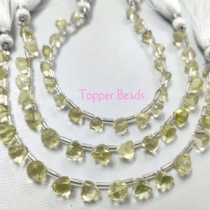 Lemon Quartz Gemstone Briolette Beads, Natural Lemon Quartz Faceted Beads Strand, 6&quot;Strand, Lemon Quartz Trillion Beads For DIY Jewelry,