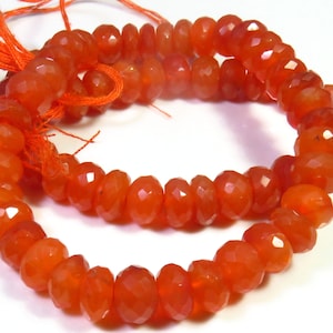 Beautiful Orange Carnelian Rondelle Beads, 13&quot;Strand, Natural Carnelian Gemstone Beads, 8x8mm, Cornelian Faceted Beads For Jewelry Use,