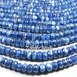 Coated Mystic Moonstone Faceted Beads, 10&quot;Strand, Natural Blue Moonstone Gems Beads, 8.5-9mm, Moonstone Rondelle Beads For Jewelry Creations