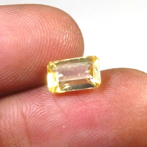 Safira amarela lapidada facetada, 7,5 x 5 mm, safira amarela natural baguette, 1,6 cts, gemas transparentes de safira lapidadas para criações de joias
