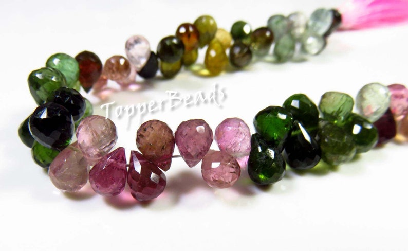 6-8 mm Tourmaline Beads Tourmaline Faceted Teardrop briolette shape beads Jewelry making BH#440 Natural Multi Color Tourmaline beads