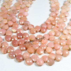 Natural Opal Gemstone Beads, 8 Inch, Calibrated Pink Opal Faceted Gems Beads, 7x7 mm, Pink Opal Briolette Gemstone Beads For Jewelry Making,