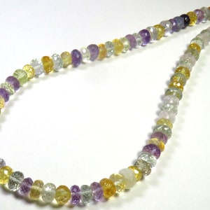 Natural Semi Multi Faceted Briolette Beads, 14"Strand, Beautiful Multi Semi Gemstone Beads, 7-7.5mm, Multi Rondelle Beads For Jewelry Making