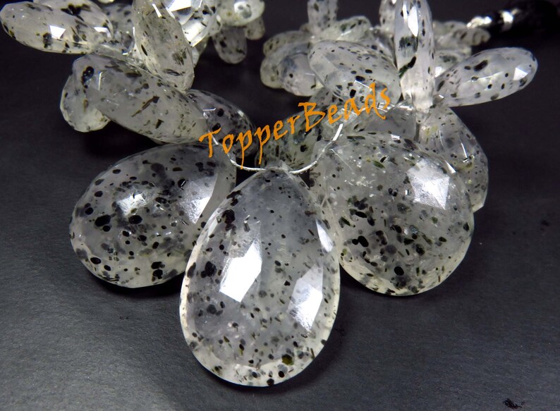 Natural Dot Rutile Quartz Faceted Pear Shape briolette beads Jewelry making BH#975 8-29 mm Rare Huge Size* Black Dot Rutile Quartz Beads