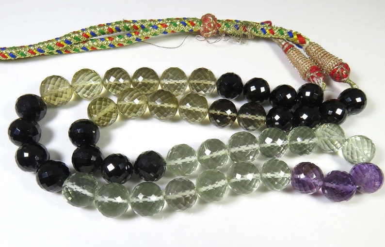 Smokey Quartz Onyx Beads Faceted Amethyst ball shape beads Natural Smokey quartz Black onyx 10-11 mm Micro Faceted Necklace BH#193