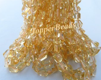 Clear Citrine Quartz Nugget Tumble Beads, Natural Citrine Step Cut Faceted Beads, 8-16"Strand, Citrine Beads For Jewelry Purpose, BH#5618