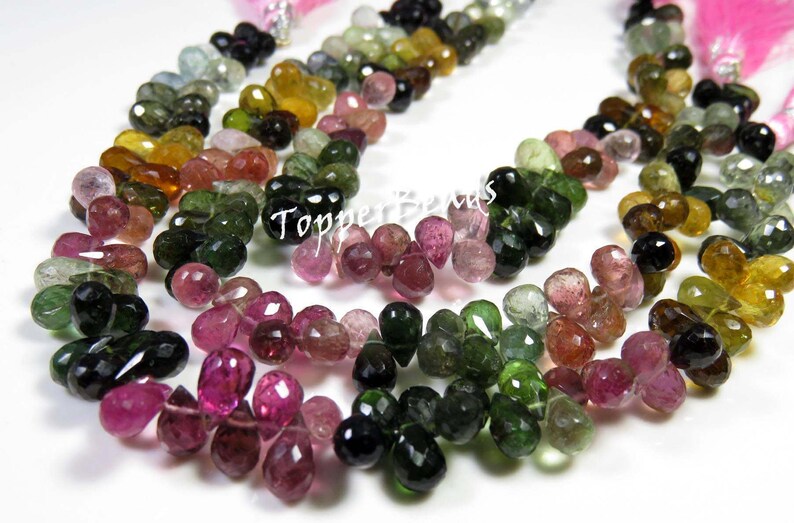 6-8 mm Tourmaline Beads Tourmaline Faceted Teardrop briolette shape beads Jewelry making BH#440 Natural Multi Color Tourmaline beads