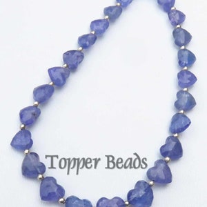 Top Quality Blue Tanzanite Faceted Gemstone Beads, 6.5-9mm, Natural Tanzanite Heart Cut Faceted Beads, Tanzanite For Gift & Jewelry Making,