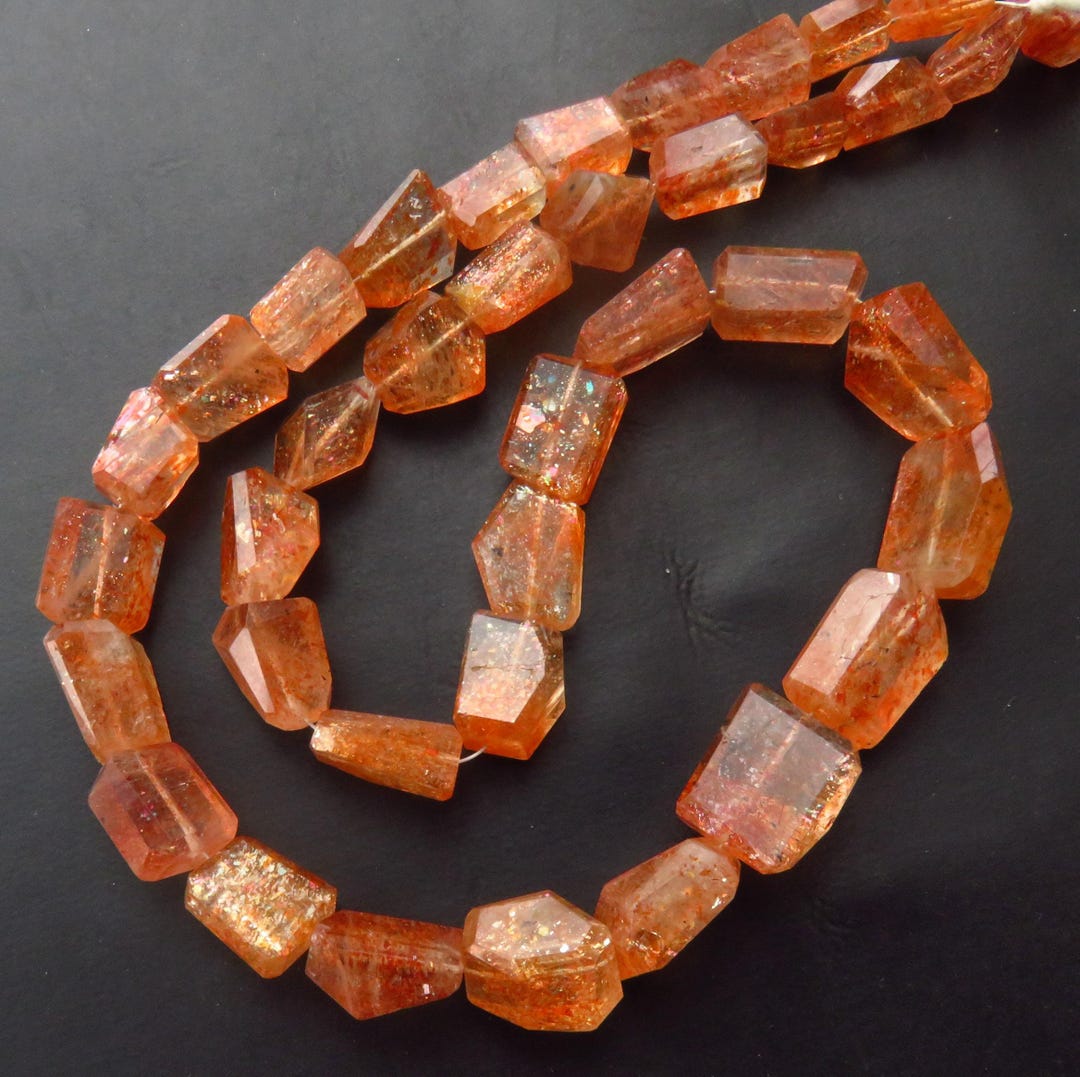 Fire Sunstone Natural Full Fire Sunstone Tumble Cut Beads, 9x7 - 15x11 Mm, Sunstone ...