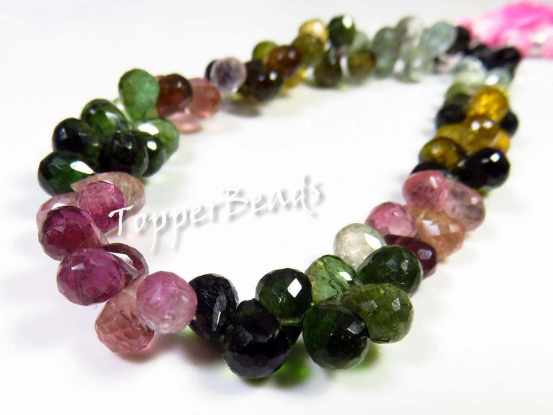 6-8 mm Tourmaline Beads Tourmaline Faceted Teardrop briolette shape beads Jewelry making BH#440 Natural Multi Color Tourmaline beads
