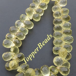 Natural Lemon Quartz Beads, 9-11mm, Lemon Quartz Teardrop Beads, Quartz Faceted Gemstone Beads, 8&quot;Strand, Natural Quartz Gems For Jewelry,