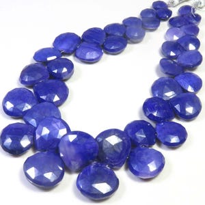 Perline a forma di cuore sfaccettato in pietra di luna mistica blu, 8-13 mm, perline in pietra di luna mistica naturale rivestita, filo da 9,5&quot;, perline di pietra di luna per uso in gioielleria.
