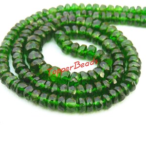 Chrome Diopside Gemstone Beads, 3.5-5 mm, Green Chrome Diopside Faceted Rondelle Beads, Natural Chrome Diopside Beads For Jewelry Making,