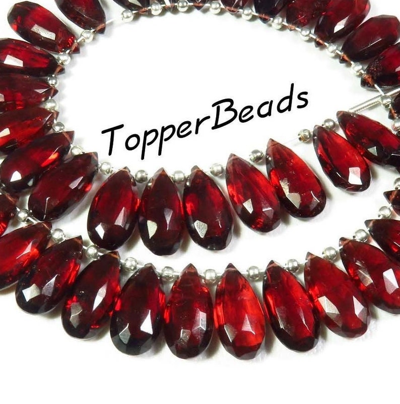 14.5x7 mm Natural Mozambique Garnet Beads Matched Pair Mozambique Garnet Beads Mozambique Garnet Faceted Pear Briolette Beads. AAA++