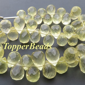 Lemon Quartz Micro Faceted Teardrop Beads 8.5-11mm Natural Lemon Quartz Gemstone Beads 8&quot;Strand Lemon Quartz Beads For Necklace Use