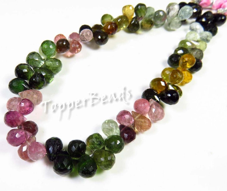 6-8 mm Tourmaline Beads Tourmaline Faceted Teardrop briolette shape beads Jewelry making BH#440 Natural Multi Color Tourmaline beads