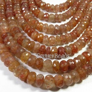 Strawberry Quartz Faceted Beads, 8-8.5mm, Natural Quartz Gems Beads, Strawberry Quartz Rondelle Beads, 8&quot;Strand, Strawberry Beads For Jewel,
