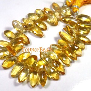 Yellow Citrine Quartz Faceted Beads, 13-21mm, Natural Citrine Quartz Marquise Beads, 8"Strand, 215cts, Citrine Gemstone Beads For Jewelry,