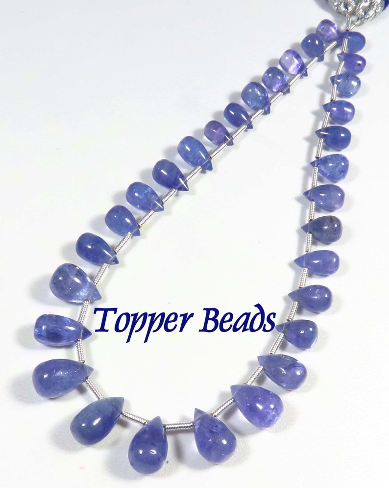 Natural Tanzanite Gems Beads BH#2249 8-12mm Tanzanite Smooth Teardrops Beads For Unique Creations Blue Tanzanite Smooth Beads 9.50 Inch