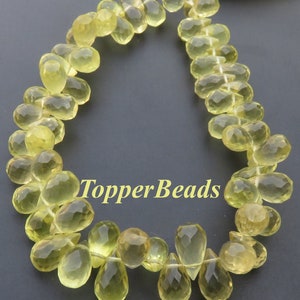 Yellow Quartz Faceted Gemstone Beads, 8&quot;Strand, Natural Yellow Lemon Quartz Teardrop Beads, 8-11mm, Lemon Quartz Beads For Jewelry Making,
