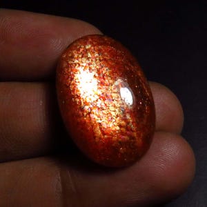 AAA+ Rainbow Sparkle Sunstone, 24 carati, pietra preziosa Sunstone africana naturale al 100%, 24 x 16 mm, cabochon ovale traslucido Sunstone, pietra preziosa curativa,
