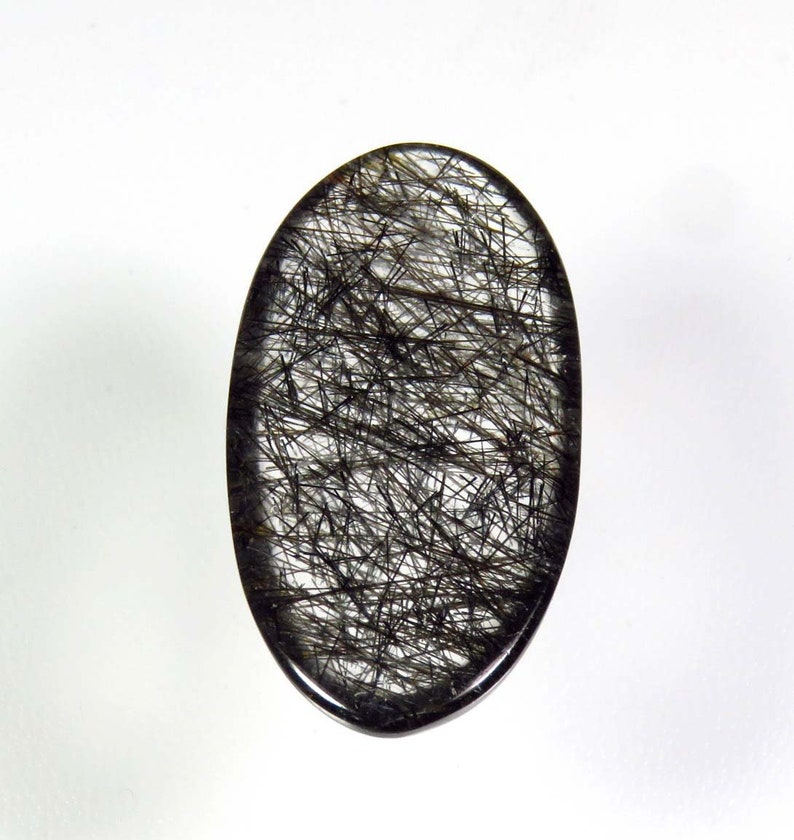 Black Needle Rutile Quartz cabochon Natural Black Rutilated Quartz Oval Shape 41x21 mm Toppest* Natural Rutile Quartz Gemstone BH#1010