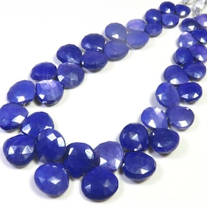 Perline sfaccettate di pietra di luna mistica rivestita di blu, 8-13 mm, perline a forma di cuore di pietra di luna mistica naturale, filo da 9,5&quot;, perline di pietra di luna per uso in gioielleria,