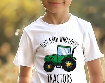 Boy Who Loves Tractors T-Shirt: Little Farmer Birthday Gift