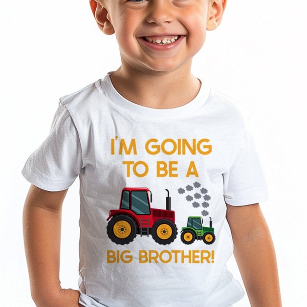 I'm going to be a Big Brother two tractors t shirt, baby announcement idea for son, Boys tractor Tshirt, Brothers Matching Shirt
