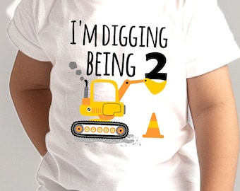 Construction Digger Birthday Shirt: Custom Name & Age Outfit