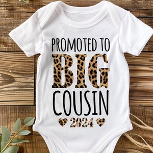 Promoted to Big Cousin 2024 baby Babygrow or Sleepsuit | Cousin Toddler t-Shirt | New Baby Announcement