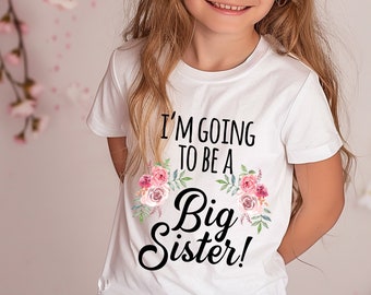 Big Sister Announcement Shirt: Floral Organic Cotton Tee or Bodysuit