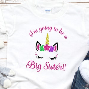 Unicorn Big Sister/ Little sister  baby/ toddler Shirt, bodysuit, Promoted to big sister, birthday shirts for girls