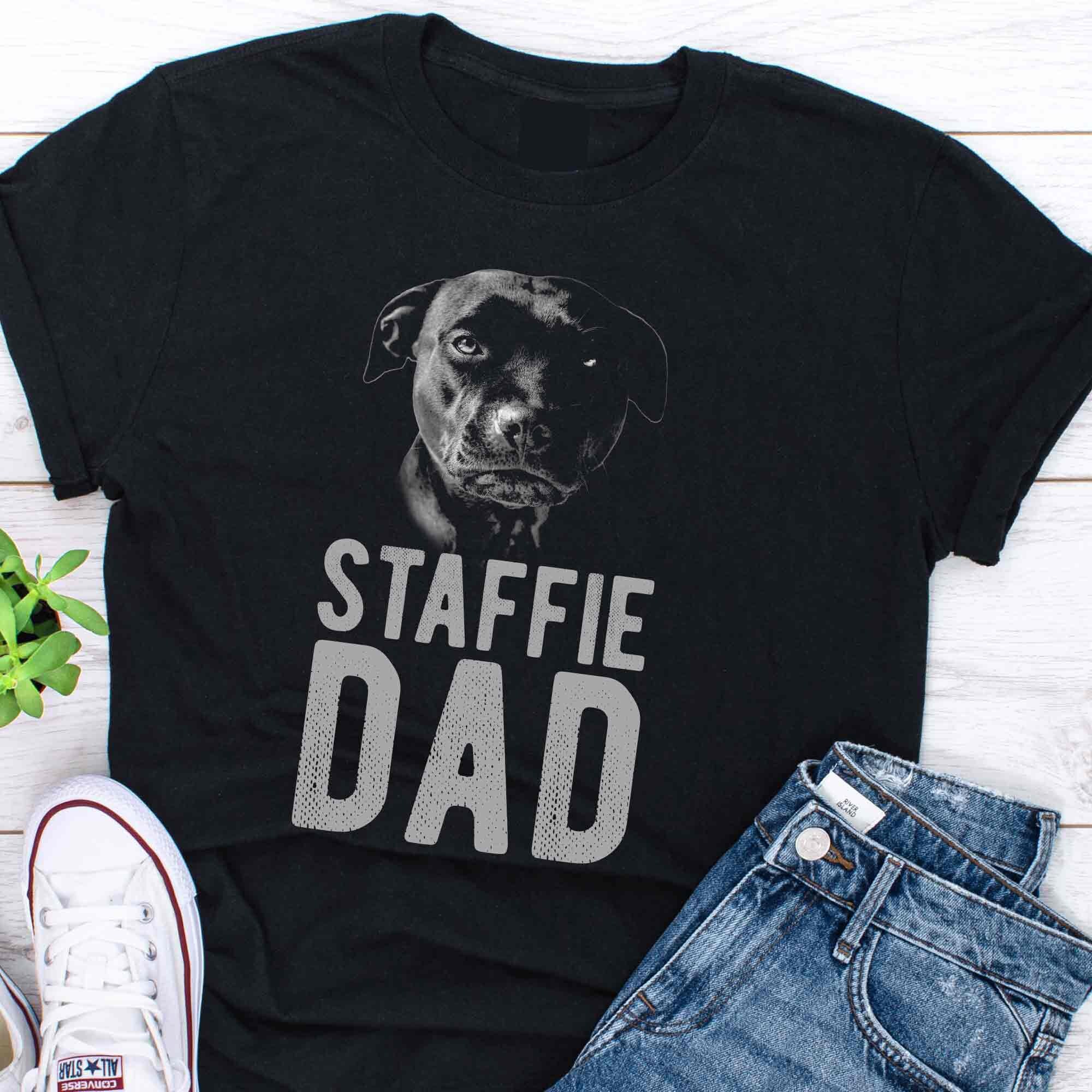 Image of Staffie Dad Staffordshire Bull Terrier T Shirt For Men, British Fearless Dog, Gift Stafford