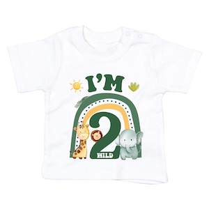 Baby Boy 2nd Birthday T-Shirt - I’m Two Wild 2 Jungle Animals Birthday Top Tee