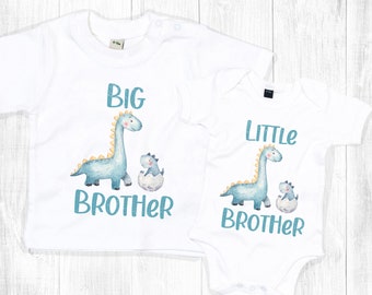 Big Brother & Little Brother Dinosaur Matching Set, Baby Announcement Idea, Boys Dinosaur Tshirt, Brothers Matching Shirt