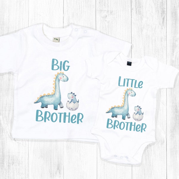 Big Brother & Little Brother Dinosaur Matching Set, Baby Announcement Idea, Boys Dinosaur Tshirt, Brothers Matching Shirt