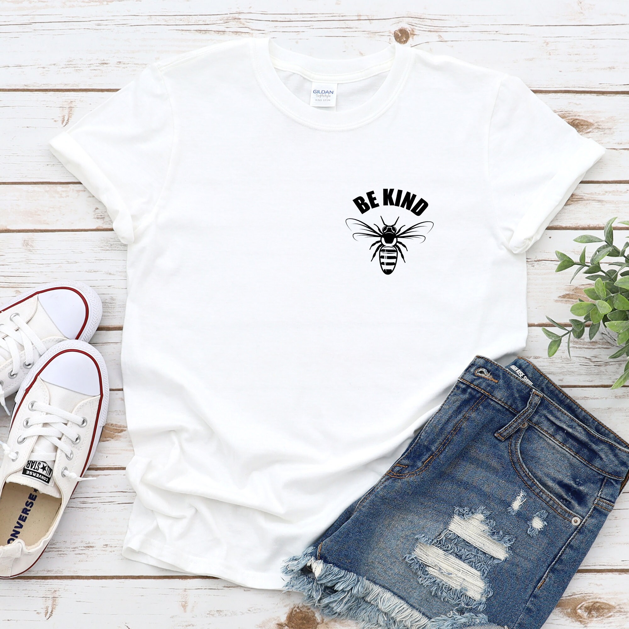 Image of Bee Kind T-Shirt, Pocket Shirt, Save The Bees, Bees Queen Bee, Vegan, Summer Feminist , Beekeeper Top, Cute Graphic
