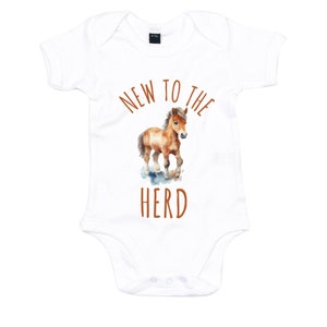 Baby Horse Bodysuit: "New to the Herd" Organic Cotton Announcement