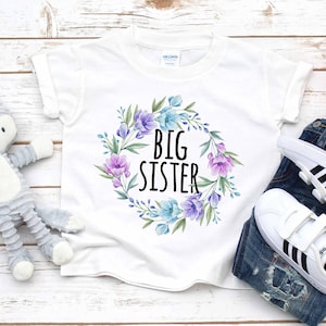 Big Sister Floral T-Shirt: Baby Announcement Bodysuit