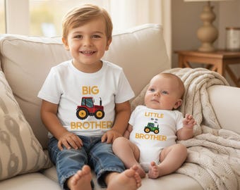 Tractor Big Brother T-Shirt & Little Brother Babygrow Set
