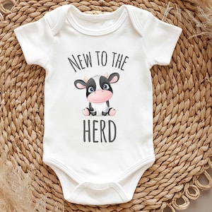 New to the Herd Baby Bodysuit – Cute Cow Baby Shower & Newborn Gift