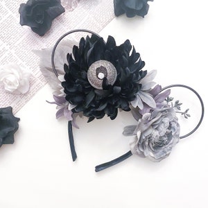 Halloween Floral Wire Mouse Ears - Spooky Eyeball Mouse Ears - Floral Halloween Ears - Spooky Mouse Ears