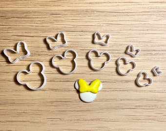 Disney Inspired Mouse & Bow Clay Cutters - Micro Cutters - Polymer Clay Cutters - Custom Clay Cutter - 3D Printed Mickey Cutter