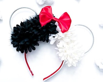 Cruella Inspired Wire Flower Mouse Ears